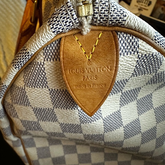 Louis Vuitton LV Hand Bag Speedy 30 White Damier Azur Purse - Picture 9 of 14